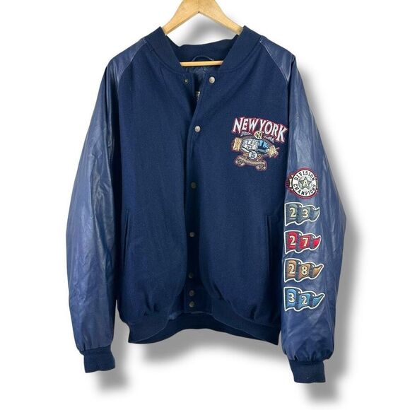Vintage Steve & Barry XL New York Yankees Champion Varsity Jacket Blue Letterman